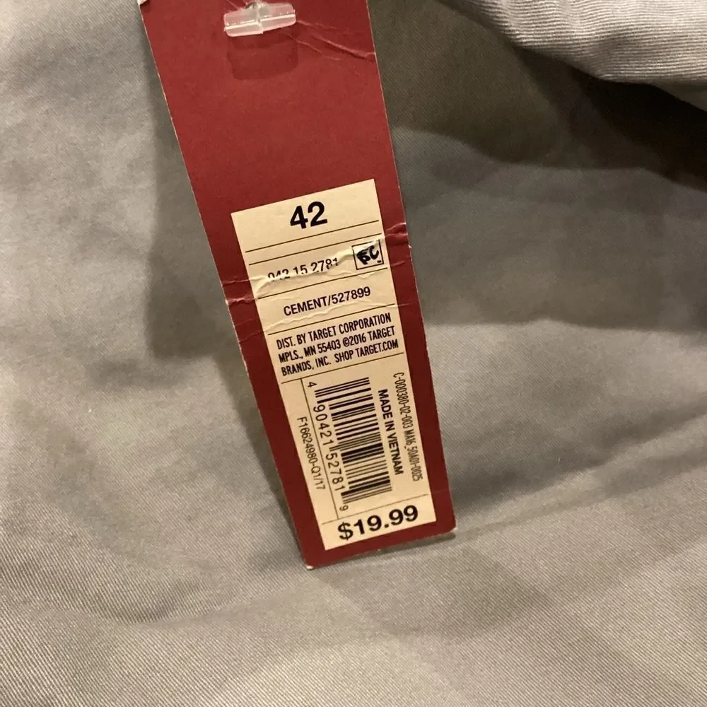 NWT Merona Flat Front Light Gray Shorts Size 42